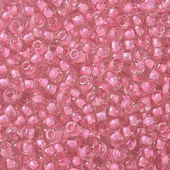 (191C) Pink Lined Crystal Toho perles de rocaille rondes, perles de rocaille japonais, (191 c) cristal doublé rose, 8/0, 3mm, Trou: 1mm, environ1110 pcs / 50 g