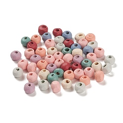 Mixed Color Spray Painted Natural Maple Wood Beads, Rondelle, Mixed Color, 6.5x5mm, Hole: 2mm, about 7142pcs/500g