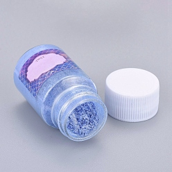 Bleu Bleuet Poudre de perle de pigment de mica nacré, pour la résine UV, fabrication de bijoux artisanaux en résine époxy et nail art, bleuet, bouteille: 29x50 mm, sur 6~7 g / bouteille