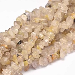 Quartz Rutilated Brins de perles de quartz rutile, 5~14x5~10mm, Trou: 1mm, environ 33.85 pouce