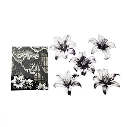 Noir 10pcs 5 autocollants de lys auto-adhésifs pour animaux de compagnie de style, décalcomanies de fleurs imperméables pour le scrapbooking diy, noir, 75~83x80~86x0.3mm, 2 pcs / style