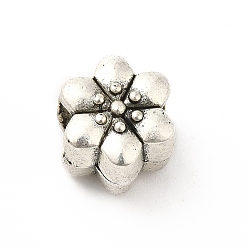Antique Silver Tibetan Style Alloy European Beads, Large Hole Beads, Flower, Antique Silver, 10.5x9x8mm, Hole: 5mm, about 268pcs/500g
