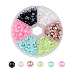 Mixed Color 1 Box Half Round Domed ABS Plastic Imitation Pearl Cabochons, Mixed Color, 5x2.5mm