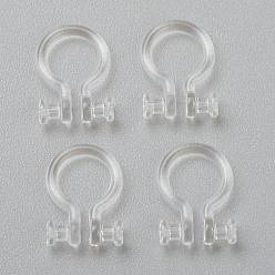 Clear Plastic Clip-on Earring Findings, for Non-pierced Ears, Clear, Hole: 0.6mm, 11x8x1.2mm