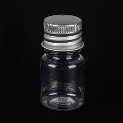 Platinum PET Plastic Mini Storage Bottle, Travel Bottle, for Cosmetics, Cream, Lotion, liquid, with Aluminum Screw Top Lid , Platinum, 2.2x4.3cm, Capacity: 5ml(0.17fl. oz)