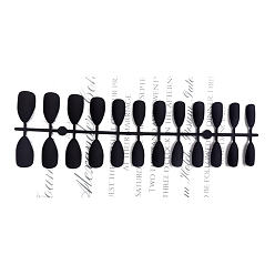 Черный Твердый пластиковый пресс с полным покрытием на накладных кончиках ногтей, нейл-арт съемный маникюр слезинка, чёрные, 19~26x11.6~20 мм, 24 шт / комплект