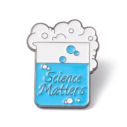 Bleu La science des mots compte broche en émail, badge en alliage de bouteille de chimie pour la journée des enseignants, gris anthracite, bleu, 30.5x24x1.5mm, pin: 1 mm