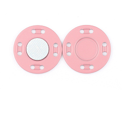 Pink Iron Magnetic Buttons Snap Magnet Fastener, Flat Round, for Cloth & Purse Makings, Pink, 1.25x0.15cm