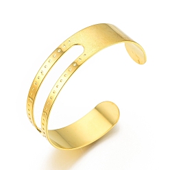 Золотой Латунь манжеты браслет решений, без кадмия, без никеля и без свинца, золотые, 5/8 дюйм (1.5 см), отверстие : 0.9 мм, внутренний диаметр: 2-3/8 дюйм (5.9 см)