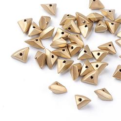 Gold Plating Opaque Acrylic Beads, Triangle, Gold, 10~11x7x5mm, Hole: 1mm, about 3090pcs/500g