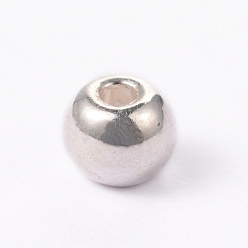 Silver Alloy Round Beads, Cadmium Free & Lead Free, Silver Color Plated, 4mm, Hole: 1mm