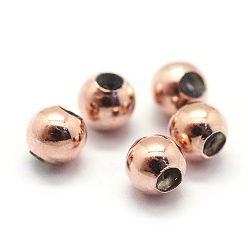 Розовое Золото 925 пробки из стерлингового серебра, с резиной внутри, круглые, розовое золото , 3 мм, отверстие : 0.6 мм