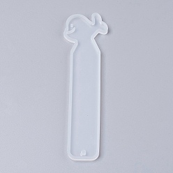 Blanc Moules de marque-page en silicone, moules de résine, dauphin, blanc, 142x38x4.5mm, diamètre intérieur: 139x36 mm