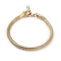 Golden Ion Plating(IP) 304 Stainless Steel Round Snake Chain Bracelets, with Lobster Claw Clasps, Golden, 8-1/4 inch(21cm)