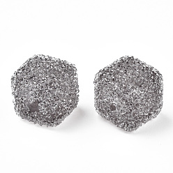 Dark Gray Resin Beads, with Rhinestone, Drusy Cube, Dark Gray, 16x16x16mm, Hole: 3.6mm