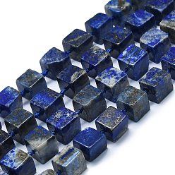 Lapis Lazuli Brins de perles de lapic lauli naturel, cube, 8~9x8~9x8~9mm, Trou: 1mm, Environ 35 pcs/chapelet, 16.93'' (43 cm)