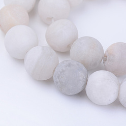 Natural Agate Natural Agate Beads Strands, Frosted, Round, Dyed, 8~8.5mm, Hole: 1mm, about 47pcs/strand, 15.5 inch