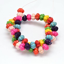 Colorful Dyed Synthetic Turquoise Bead Strands, Pumpkin, Colorful, 12x8mm, Hole: 1mm, about 868pcs/1000g