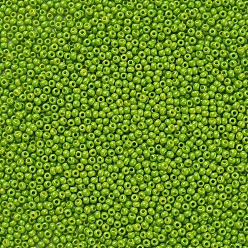 Amarillo de Verde 11/0 calificar unas cuentas redondas de semillas de vidrio, pintura para hornear, verde amarillo, 2.3x1.5 mm, agujero: 1 mm, sobre 48500 unidades / libra