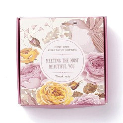Flower Creative Folding Wedding Candy Cardboard Box, Small Paper Gift Boxes, for Handmade Soap and Trinkets, Peony Pattern, 7.7x7.6x3.1cm, Unfold: 24x20x0.05cm