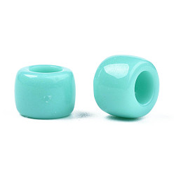 Pale Turquoise Opaque Acrylic European Beads, Large Hole Beads, Rondelle, Pale Turquoise, 8x6mm, Hole: 4mm, about 2033pcs/500g