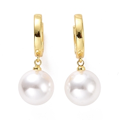 Doré  Boucles d'oreilles créoles pendantes en perles de plastique, bijoux en laiton pour femmes, sans cadmium et sans plomb, or, 31.5mm, pin: 0.9 mm