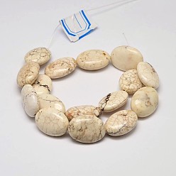 Ivoire Brins de perles de magnésite naturelle ovales plats, blanc crème, 26x18x8mm, Trou: 1mm, Environ 16 pcs/chapelet, 15.7 pouce