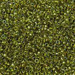 (RR3530) Fancy Lined Olive Cuentas de rocailles redondas miyuki, granos de la semilla japonés, (rr 3530) oliva rayado elegante, 15/0, 1.5 mm, Agujero: 0.7 mm, sobre 27777 unidades / 50 g