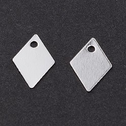 925 Sterling Silver Plated Brass Charms, Long-Lasting Plated, Rhombus, 925 Sterling Silver Plated, 9x6x0.2mm, Hole: 1mm