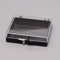 Noir Boîte de rangement en plastique, boîte d'emballage de badge, rectangle avec couvercle transparent, noir, 69x75x18mm