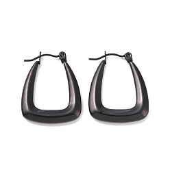 Electrophoresis Black 304 Stainless Steel Hoop Earrings for Women, Trapezoid, Electrophoresis Black, 25.5x20x3mm, Pin: 0.8mm