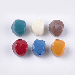 Mixed Color Opaque Acrylic Beads, Twist, Mixed Color, 15x12x12mm, Hole: 1.8mm