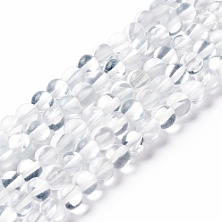 Clear Synthetic Moonstone Beads Strands, Round, Clear, 6mm, Hole: 0.8mm, about 63pcs/strand, 14.57''~15.55''(37~39.5cm)