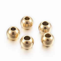Oro Revestimiento iónico (ip) 304 perlas de acero inoxidable, rondo, dorado, 4x3 mm, agujero: 1.5 mm