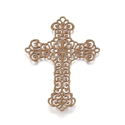 Bronze Antique Menuisiers laiton filigrane liens, croix, bronze antique, 52x37x0.8mm
