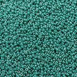(RR435) Opaque Turquoise Green Luster MIYUKI Round Rocailles Beads, Japanese Seed Beads, 8/0, (RR435) Opaque Turquoise Green Luster, 8/0, 3mm, Hole: 1mm, about 2111~2277pcs/50g