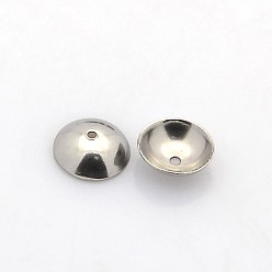 Stainless Steel Color Apetalous Half Round 304 Stainless Steel Bead Caps, Stainless Steel Color, 4x1mm, Hole: 0.5mm