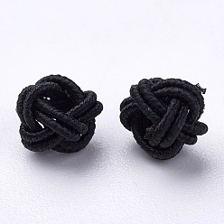 Black Polyester Weave Beads, Round, Black, 6x5mm, Hole: 4mm, about 200pcs/bag