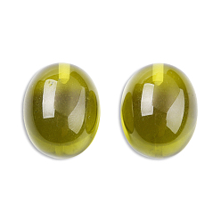 Yellow Green Resin Imitation Amber Beads, Half Drilled, Oval, Yellow Green, 20x16mm, Half Hole: 1.2mm