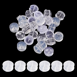 Clear 30Pcs 3 Style Silicone & Rubber Ear Nuts, Earring Backs, Clear, 4~6x5~6x4~4.5mm, Hole: 0.5~1mm, 10Pcs/style