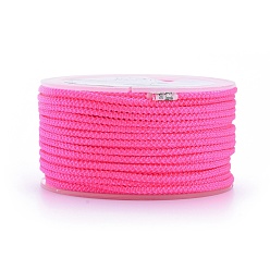 Deep Pink Polyester Braided Cord, Deep Pink, 2mm, about 16.4 yards(15m)/roll