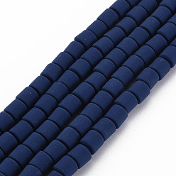 Bleu Nuit Brins de perles en argile polymère, colonne, bleu minuit, 5~7x6mm, Trou: 1.5~2mm, Environ 61~69 pcs/chapelet, 15.74 pouce