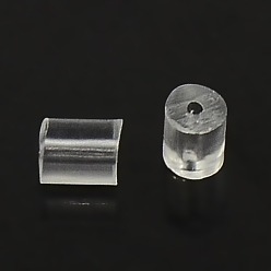 Clair Écrous d'oreille entièrement recouverts de plastique, dos d'oreille, Tube, clair, 2.5~2.6x3mm, Trou: 0.3mm, environ 50000 pcs / sachet 