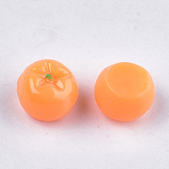 Dark Orange Autumn Theme Resin Decoden Cabochons, Persimmon, Dark Orange, 9x6.5~7mm