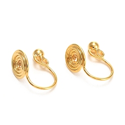 Golden Brass Clip-on Earring Converters Findings, with Spiral Pad and Loop, for Non-pierced Ears, Golden, 12x8mm, Hole: 1.4mm