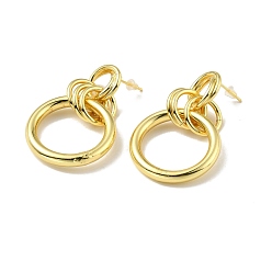 Настоящее золото 18K Серьги-гвоздики с латунным замковым кольцом для женщин, без свинца, без кадмии и без никеля, реальный 18 k позолоченный, 43 мм, штифты : 1 мм