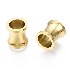 Real 14K Gold Plated 316 Surgical Stainless Steel Beads, Column, Real 14K Gold Plated, 10x9mm, Hole: 6.5mm