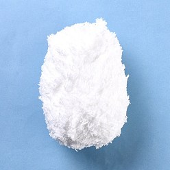 Blanc Fil de fausse fourrure doux, cordon torsadé, tissés à la main, pour manteau de bébé, gilet, écharpe, chapeau, blanc, 9~11x0.5mm, 38.28 verge (35m)/rouleau, 10 rouleaux / sac