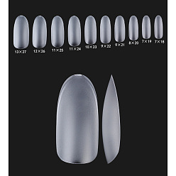Clear ABS Plastic Frosted Seamless False Nail Tips, Practice Manicure Nail Art Tool, Clear, 18~27x7~13mm, 300pcs/box