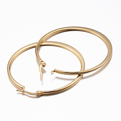 Golden 304 Stainless Steel Big Hoop Earrings, Hypoallergenic Earrings, Flat Ring Shape, Golden, 47x44x1~2mm, Pin: 1x0.8mm
